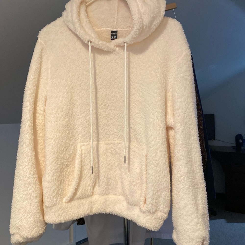 White Sherpa hoodie - SHEIN